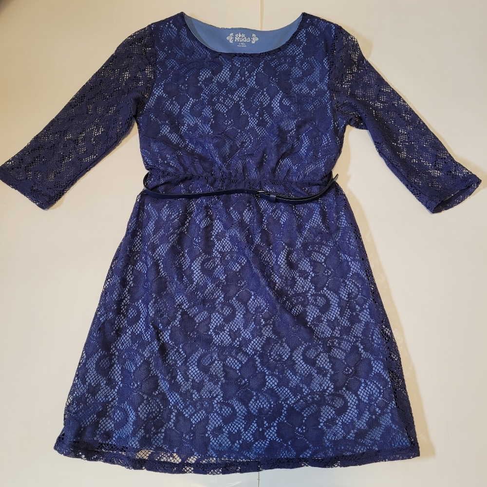 Blue lace dress navy and light blue